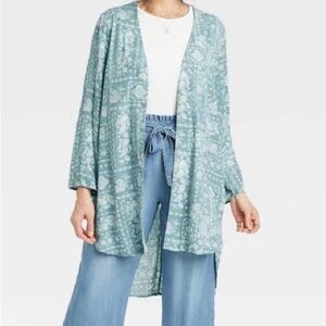 NWT Knox Rose Kimono Style Lightweight Jacket, Blue Paisley Print, Women’s Small